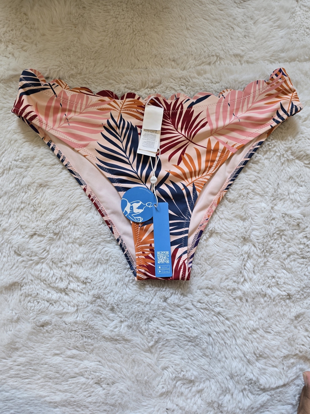 Cupshe Pink & Navy Tropical Leaf Bikini Bottom